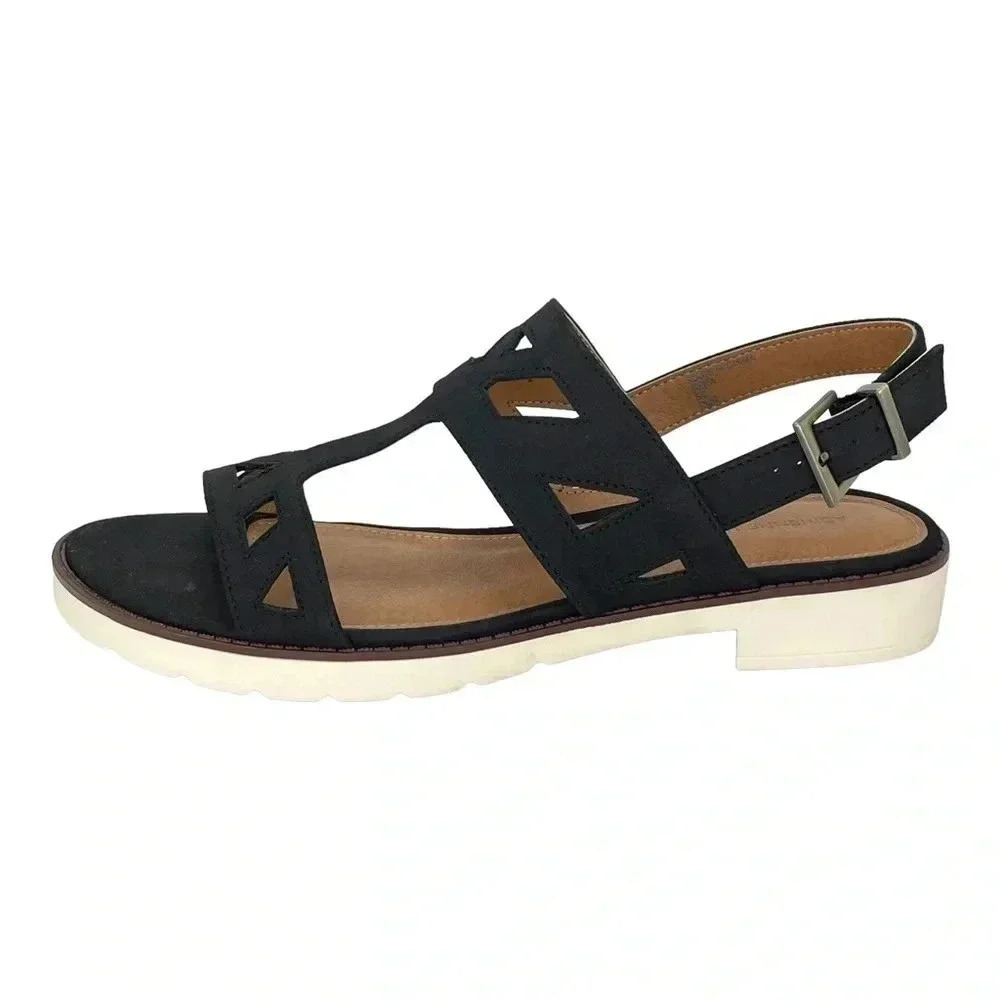 Adrienne Vittadini Seka Black Faux Leather Slingback Womens Sandals Size 9.5M - Picture 2 of 11